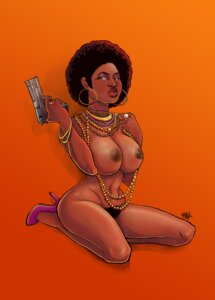 Rating: Explicit Score: 0 Tags: 1girls afro bangle big_breasts black_hair breasts dark-skinned_female dark_skin earrings female female_only frown gun handgun heels_only high_heels high_heels_only holding_gun hoop_earrings hoop_earrings_oversized jewelry kneeling necklace nude orange_background pam_grier pistol pubic_hair rule34 solo tagme zombiebunny0 User: bunchy7s