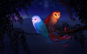 Rating: Safe Score: 0 Tags: ambiguous_gender avian berry bird blue_body blue_feathers branch detailed_background duo e621 feathers feral food fruit geckzilla glowing hi_res in_tree leaf looking_at_viewer nature night on_branch outside owl plant red_body red_feathers sky star starry_sky tree wallpaper wood User: bunchy7s