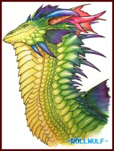 Rating: Safe Score: 0 Tags: ambiguous_gender border dragon e621 feral fin horn long_neck mythological_creature mythological_scalie mythology red_border reptile rollwulf scales scalie side_view simple_background solo spikes traditional_media_(artwork) User: bunchy7s