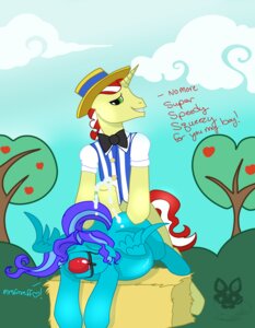 Rating: Explicit Score: 0 Tags: apple apple_gag blush bow_(feature) bow_tie clothing cloud dialogue duo e621 english_text equid equine feathered_wings feathers flim_(mlp) food friendship_is_magic from_behind_position fruit gag gagged hair hasbro hat hay headgear headwear horn hot_dogging male male/male mammal multicolored_hair my_little_pony mythological_creature mythological_equine mythology outside pegasus plant ravindra sex sky tail text tree two_tone_hair wings wood User: bunchy7s