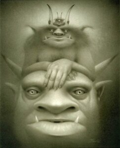 Rating: Safe Score: 0 Tags: e621 fangs furred_monster group hairy horn humanoid looking_at_viewer male monster ogre stare teeth travis_louie troll_(mythology) User: bunchy7s