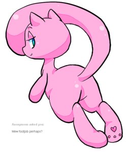 Rating: Safe Score: 0 Tags: ambiguous_gender bedroom_eyes blue_eyes butt e621 english_text feral generation_1_pokemon heart_symbol jigglybutts legendary_pokemon lidded_eyes long_tail looking_at_viewer looking_back looking_back_at_viewer mew_(pokemon) narrowed_eyes nintendo pawpads pink_body pokemon pokemon_(species) rear_view seductive shaded simple_background solo tail text tumblr_ask white_background User: bunchy7s