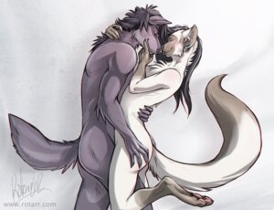 Rating: Questionable Score: 0 Tags: 2012 anthro blush canid canine canis domestic_cat duo e621 ear_piercing felid feline felis female fur grey_body grey_fur hair_to_side hug male male/female mammal nude piercing rotarr tail tentacletongue text url white_body white_fur wolf User: bunchy7s