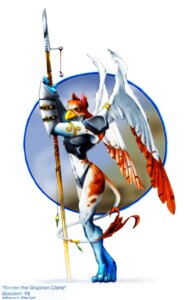 Rating: Safe Score: 0 Tags: 1998 anthro armor artist_collaboration avian beak chris_goodwin clothing e621 ear_piercing feathered_wings feathers furgonomic_piercing furgonomics gauntlets gloves gryphon handwear hi_res male melee_weapon mishakun mythological_avian mythological_creature mythology piercing polearm solo spear tail tail_feathers text url weapon wing_piercing wings User: bunchy7s