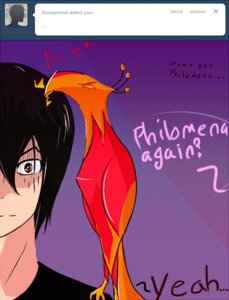 Rating: Safe Score: 0 Tags: 2012 ask_blog avian dragk duo e621 english_text european_mythology fan_character feathered_wings feathers female feral friendship_is_magic greek_mythology hasbro human male mammal my_little_pony mythological_avian mythological_bird mythological_creature mythological_firebird mythology orange_body orange_feathers philomena_(mlp) phoenix red_body red_feathers text tumblr user_avatar wings User: bunchy7s