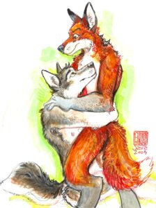 Rating: Questionable Score: 0 Tags: anthro canid canine canis duo e621 fox hug java male mammal simple_background tail white_background wolf User: bunchy7s Rating: Questionable Score: 0 Tags: anthro canid canine canis duo e621 fox hug java male mammal simple_background tail white_background wolf User: bunchy7s