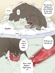 Rating: Explicit Score: 0 Tags: 3:4 anal anal_penetration bear bed blush bodily_fluids brown_bear censored comic cum dialogue duo e621 english_text erection eyes_closed french_kissing from_behind_position furniture genital_fluids genitals grizzly_(shirokuma_cafe) grizzly_bear internal intraspecies kissing kumao licking male male/male male_penetrated male_penetrating male_penetrating_male mammal multiple_scenes nude okatana open_mouth penetration penile penile_penetration penis penis_in_ass polar_bear precum precum_in_ass prone_bone_position sex shirokuma shirokuma_cafe speed_bump_position submissive submissive_male text tongue tongue_out translated ursine User: bunchy7s