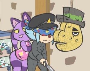Rating: Safe Score: 0 Tags: aintsmart animal_crossing anthro baseball_bat bat_(object) blindfold blue_hair bob_(animal_crossing) clothing digital_media_(artwork) domestic_cat duo_focus e621 felid feline felis fur group hair hat headgear headwear human low_res male mammal nintendo purple_body purple_fur reptile scalie spots tongue tongue_out tortimer_(animal_crossing) tortoise turtle villager_(animal_crossing) yellow_eyes User: bunchy7s