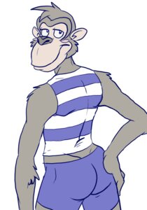 Rating: Safe Score: 0 Tags: anthro anthrofied ape arody biped bottomwear butt chimpanzee clothed clothing darwin_thornberry e621 fully_clothed fur grey_body grey_fur haplorhine looking_at_viewer looking_back male mammal nickelodeon pan_(genus) primate rear_view shorts simple_background sleeveless_shirt solo standing the_wild_thornberrys white_background User: bunchy7s