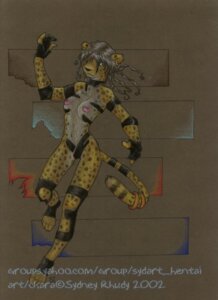 Rating: Questionable Score: 0 Tags: 2002 anthro breasts cheetah clothed clothing e621 felid feline female gloves handwear mammal nipples running solo straps sydney_rhudy tail topless traditional_media_(artwork) unconvincing_amp_suit User: bunchy7s