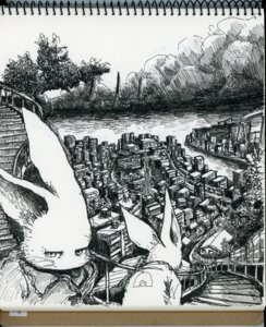 Rating: Safe Score: 0 Tags: amazing_background ambiguous_gender anthro city cityscape clothed clothing detailed detailed_background duo e621 foreshortening fully_clothed grandfathered_content greyscale lagomorph leporid mammal monochrome oratnir pen_(artwork) rabbit toony traditional_media_(artwork) User: bunchy7s