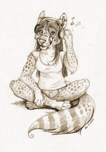 Rating: Safe Score: 0 Tags: 2010 anthro barefoot bent_arm bent_legs biped bottomwear breasts cheetah clothed clothing crossed_legs e621 electronics feet felid feline female full-length_portrait fur graphite_(artwork) hair headphones hindpaw listening_to_music long_hair looking_at_viewer mammal markings monochrome music musical_note musical_symbol neraya paws portrait ring_(marking) ringed_tail sepia shirt shorts signature sitting smile snout solo spiral spots spotted_body spotted_fur striped_markings striped_tail stripes symbol tail tail_markings toes topwear traditional_media_(artwork) User: bunchy7s