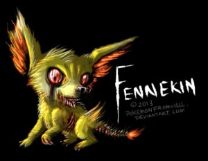 Rating: Questionable Score: 0 Tags: ambiguous_gender black_background blood blood_from_eye bodily_fluids bone canid canine e621 fennekin feral fur generation_6_pokemon gore looking_at_viewer low_res mammal nintendo open_mouth pokemon pokemon_(species) pokemonfromhell simple_background solo teeth yellow_body yellow_fur User: bunchy7s