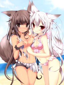 Rating: Questionable Score: 0 Tags: :d animal_humanoid beach bikini blush bodily_fluids breast_squish breasts brown_eyes brown_hair clothed clothing cloud detailed_background duo e621 female grey_hair hair hi_res humanoid long_hair mammal navel open_mouth outside polka_dots pubic_mound red_eyes sand sarong seaside shugami skimpy sky smile squish swimwear tail tan_body tan_skin tears two-piece_swimsuit User: bunchy7s