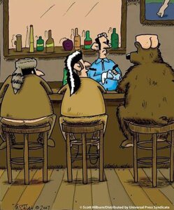 Rating: Safe Score: 0 Tags: 2007 anthro bar bear butt butt_hat clothing e621 english_text group hat hat_only headgear headgear_only headwear headwear_only human humor hunter male mammal mostly_nude role_reversal scott_hilburn sitting sitting_on_another sitting_on_head text User: bunchy7s