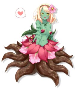 Rating: Questionable Score: 0 Tags: accessory alraune amber_eyes blonde_hair breasts e621 elemental_creature european_mythology female flora_fauna flower flower_in_hair green_body green_skin hair hair_accessory heart_symbol humanoid looking_at_viewer monster_girl_(genre) mythology navel petals plant ringo_yuyu simple_background solo split_form white_background User: bunchy7s