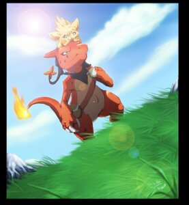 Rating: Safe Score: 0 Tags: alternate_color alternate_species ambiguous_gender anthro axel_(kingdom_hearts) black_border border charmeleon claws cloud crossover disney duo e621 felid feral fire flaming_tail generation_1_pokemon generation_4_pokemon grass kingdom_hearts mammal nintendo orange_body orange_skin outside plant pokemon pokemon_(species) pokemon_mystery_dungeon roxas_(kingdom_hearts) scarf shinx shiny_pokemon sky smile spike_chunsoft square_enix stranillafennebi sun tail User: bunchy7s