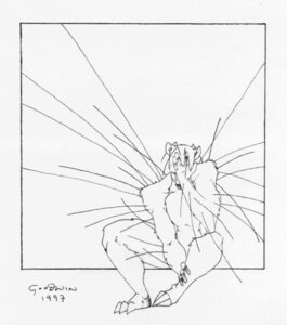 Rating: Safe Score: 0 Tags: 1997 anthro biped black_and_white chris_goodwin claws depression e621 fur male mammal monochrome nude paf porcupine rodent signature simple_background sitting solo white_background User: bunchy7s