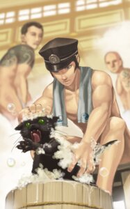 Rating: Questionable Score: 0 Tags: assisted_bathing atlus bald bath bathhouse bathing black_body black_fur black_hair bubble bubble_bath clothing devil_summoner domestic_cat e621 felid feline felis fur gouto_douji green_eyes group hair hat headgear headwear human kuzunoha_raidou male mammal megami_tensei nude scared sega soap steam tattoo towel towel_around_neck tsushima_shuu water yakuza User: bunchy7s