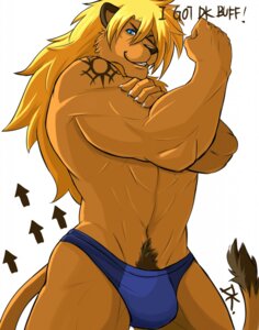 Rating: Questionable Score: 0 Tags: 2013 abs anthro athletic biceps big_muscles biped blonde_hair blue_eyes body_hair bulge clothed clothing colored_nails directional_arrow drks e621 felid flexing fur hair happy_trail hi_res lion long_hair male mammal mane matt_valkyrie muscular muscular_anthro muscular_male nails pantherine pecs pose solo speedo standing swimwear tail tail_tuft tattoo topless tuft underwear white_nails User: bunchy7s
