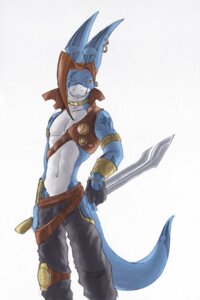 Rating: Safe Score: 0 Tags: anthro belt blue_body blue_fur clothed clothing e621 fur holding_melee_weapon holding_object holding_sword holding_weapon male melee_weapon millennium-fox piercing reptile scalie simple_background solo sword tail tattoo weapon white_background User: bunchy7s