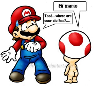 Rating: Explicit Score: 0 Tags: 5_fingers ass barefoot beige_skin black_hair brown_hair casual_nudity clothing dialog english_text eye_contact facial_hair footwear frown gloves greeting hair hat human humor interspecies looking_aside looking_at_another male male_only mario mario_(series) moustache multiple_males nintendo nintendrawer nude overalls question round_ears rule34 shirt shoes short_hair size_difference smooth_skin speech_bubble standing text toad_(mario) white_background User: bunchy7s