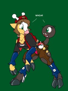 Rating: Safe Score: 0 Tags: 3:4 anthro brooke_(lunarkeys) brown_hair catmonkshiro clothing e621 english_text female generation_2_pokemon girafarig giraffid green_background hair horn living_tail mammal nintendo ossicone pokeball pokemon pokemon_(species) pokemorph simple_background solo standard_pokeball tail tail_head tail_mouth text torn_clothing transformation unusual_anatomy unusual_tail User: bunchy7s