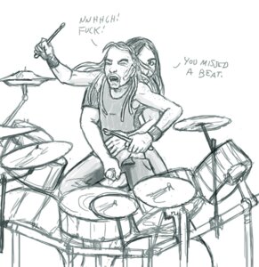 Rating: Explicit Score: 0 Tags: 2boys balding cymbals dethklok dreadlocks drum_set drumsticks eyebrow_piercing facial_hair gay gearsmoke handjob holding_penis long_hair male male_only metalocalypse nathan_explosion pants_open penis pickles_the_drummer precum_drip reach_around rule34 stroking_cock white_background User: bunchy7s