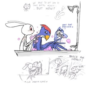 Rating: Questionable Score: 0 Tags: avian bath beak bird bisexual dialogue domestic_cat e621 english_text expression_avatar felid feline felis female group group_sex iconography idea jay_(rq) lagomorph leporid low_res male male/female male/male mammal orgasm rabbit ruby_(rq) ruby_quest sandwich_position sex text threesome tom_(rq) train_position trio unknown_artist water User: bunchy7s