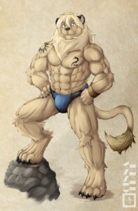 Rating: Questionable Score: 0 Tags: abs anthro athletic biceps big_muscles biped black_nose black_pawpads blonde_hair blue_eyes bracelet brown_body brown_fur bulge cinna-tree claws clothed clothing e621 ear_piercing featureless_chest felid flexing fur grin hair hi_res jewelry lion looking_at_viewer male mammal mane muscular muscular_anthro muscular_male pantherine pawpads paws pecs piercing pose raised_leg rock smile solo speedo standing step_pose swimwear tan_body tan_fur tattoo teeth toe_claws topless User: bunchy7s