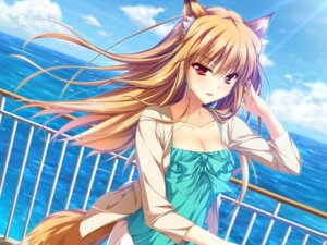 Rating: Safe Score: 0 Tags: 4:3 adjusting_hair animal_humanoid breasts brown_hair canid canine cleavage clothed clothing cloud collarbone dutch_angle e621 female game_cg grandfathered_content hair hand_in_hair hi_res humanoid jacket light long_hair looking_at_viewer mammal markings miyama_kon mole_(marking) open_mouth otomimi_infinity outside red_eyes shirt sky smile solo sunlight tail tank_top topwear touching_hair wallpaper water yasaka_minato User: bunchy7s