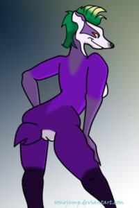 Rating: Explicit Score: 0 Tags: 2:3 anthro badger breasts e621 female fur genitals green_hair hair looking_at_viewer mammal mohawk mustelid musteline nude pose purple_body purple_fur side_boob solo somejump vulva User: bunchy7s