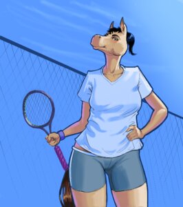 Rating: Safe Score: 0 Tags: anthro clothed clothing cloud e621 equid equine female hair horse lima_(siyah) looking_down mammal outside ponytail short_hair siyah sky smile solo sport tennis User: bunchy7s