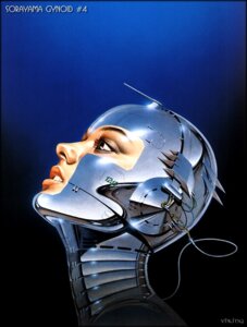 Rating: Safe Score: 0 Tags: brown_eyes chrome cybernetics cyborg e621 female glistening gradient_background hajime_sorayama headshot_portrait human_skin humanoid machine not_furry portrait simple_background solo technophilia teeth wire User: bunchy7s