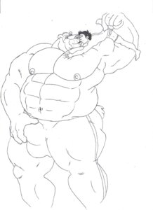 Rating: Questionable Score: 0 Tags: 2011 bear clothed clothing duo e621 hi_res human larger_male male male/male mammal muscular nipples ramzo89 simple_background size_difference smaller_male topless white_background User: bunchy7s