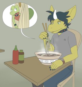 Rating: Questionable Score: 0 Tags: 2012 ambiguous_gender anthro asian_mythology blue_eyes bottle bowl chair chinese_mythology chopsticks claws clock clothing collar container dragon duo e621 ear_piercing east_asian_mythology food furniture geckonori generation_3_pokemon geno_(geckonori) hair heterochromia hi_res imminent_vore kirin male male/ambiguous micro mythological_creature mythological_scalie mythology nintendo noodles piercing pokemon pokemon_(species) scalie size_difference table treecko vore watch User: bunchy7s