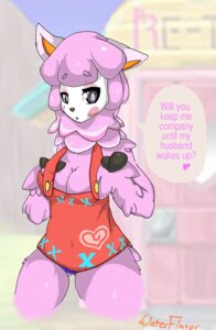 Rating: Questionable Score: 0 Tags: alpaca animal_crossing anthro blush breasts camelid cleavage clothed clothing e621 english_text female hi_res mammal nintendo reese_(animal_crossing) solo text waterflavor_(artist) User: bunchy7s