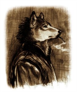 Rating: Safe Score: 0 Tags: anthro canid canine canis cigarette e621 gabadon male mammal monochrome sketch smoke smoking solo wolf User: bunchy7s
