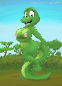 Rating: Questionable Score: 0 Tags: 2012 anthro biped breasts crocodile crocodilian e621 female green_body green_scales hi_res ixbalam kellie_gator nipples non-mammal_breasts non-mammal_nipples nude on_one_leg open_mouth open_smile outside presenting presenting_breasts reptile scales scalie smile solo standing tail User: bunchy7s
