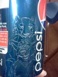 Rating: Safe Score: 0 Tags: 3:4 ambiguous_gender anthro can canid canine canis container duo e621 english_text grandfathered_content hi_res mammal pepsi photography_(artwork) real text therealurubabe tongue tongue_out unknown_species wolf User: bunchy7s