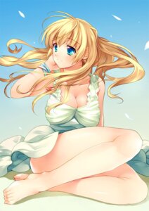 Rating: Safe Score: 0 Tags: 5_toes barefoot big_breasts blonde_hair blue_eyes breasts cleavage clothed clothing dress e621 feet female grandfathered_content hair hand_behind_head human human_only long_hair mammal mizuto_umi_(blue_monday) not_furry petals solo toes wind User: bunchy7s