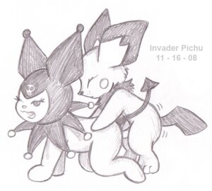 Rating: Explicit Score: 0 Tags: 2008 ambiguous_gender crossover insaneproxy_(artist) kuromi male male/ambiguous monochrome nintendo onegai_my_melody pichu pokemon rule34 sanrio straight_hair tagme User: bunchy7s