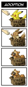 Rating: Safe Score: 0 Tags: 4koma abandoned adoption_box ambiguous_gender bidoof box buckteeth canid canine comic container digital_media_(artwork) e621 eevee feral fur generation_1_pokemon generation_4_pokemon group hi_res human humor in_box in_container jamuko mammal nintendo pikachu pokemon pokemon_(species) rejection rodent sad tail teeth yellow_body yellow_fur User: bunchy7s