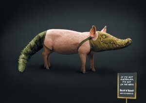 Rating: Safe Score: 0 Tags: advertisement alligator alligatorid ambiguous_gender australia black_background clothing costume crocodilian domestic_pig e621 english_text hybrid mammal mandela_effect promotional_material reptile scalie simple_background solo suid suine sus_(pig) text unknown_artist what User: bunchy7s