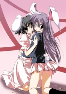 Rating: Safe Score: 0 Tags: animal_humanoid black_hair blush bottomwear brown_eyes clothed clothing dress duo e621 female female/female food footwear gradient gradient_background hair humanoid humanoid_on_humanoid knee_highs knee_socks kneeling lagomorph lagomorph_humanoid legwear leporid_humanoid long_sleeves mammal mammal_humanoid pocky purple_hair rabbit_humanoid red_eyes reisen_udongein_inaba sen_(astronomy) short_hair simple_background skirt socks tewi_inaba touhou User: bunchy7s