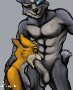 Rating: Explicit Score: 0 Tags: 2010 abs anthro athletic balls biceps big_penis black_nose brown_body brown_eyes brown_fur canid canine canis duo e621 erection eyewear fellatio fox fox_mccloud fur genitals green_eyes grey_background grey_body grey_fur grin hand_on_shoulder humanoid_genitalia humanoid_penis interspecies k-ho kneeling male male/male male_penetrated male_penetrating male_penetrating_male mammal muscular nintendo nude oral oral_penetration orange_body orange_fur pecs penetration penile penis sex simple_background smile standing star_fox wolf wolf_o'donnell User: bunchy7s