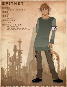 Rating: Safe Score: 0 Tags: 2008 amputee anthro armband beard brown_hair disability domestic_cat e621 english_text epithet facial_hair felid feline felis goatee grey_eyes hair j_axer male mammal short_hair solo suspenders tail text User: bunchy7s