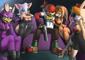 Rating: Questionable Score: 0 Tags: 2008 alpha_worship anthro avian babylonian_(sonic) bat big_breasts bird bittenhard boots breasts cigarette cleavage clothed clothing cousins_(lore) crossed_legs e621 echidna female footwear furniture gangster group gun handgun harem high_heels hirundinid holding_gun holding_object holding_ranged_weapon holding_weapon jewelry kerchief knuckles_the_echidna lagomorph leporid looking_at_viewer male male/female mammal mature_anthro mature_female monotreme mother_(lore) necklace nipple_outline on_sofa oscine parent_(lore) passerine pistol rabbit ranged_weapon revolver rouge_the_bat sega shoes sitting sitting_on_sofa skimpy smoke smoking sofa sonic_adventure sonic_riders sonic_the_hedgehog_(series) swallow_(bird) tail tikal_the_echidna vanilla_the_rabbit wave_the_swallow weapon User: bunchy7s