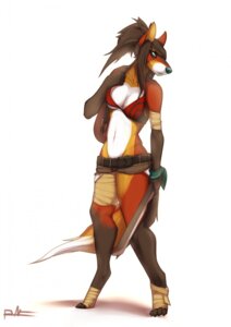 Rating: Safe Score: 0 Tags: 2014 anthro bag bandage belt biped bra breasts canid canine canis clothed clothing digitigrade domestic_dog e621 female fluffy fluffy_tail hair hi_res long_hair looking_away lost-paw machete mammal melee_weapon scout_(miko-chan) shadow simple_background solo standing tail under_boob underwear weapon white_background User: bunchy7s