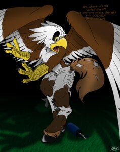 Rating: Safe Score: 0 Tags: 2013 accidental_transformation accipitrid accipitriform american_football anthro avian bald_eagle beverage bird bottomwear catmonkshiro cleats clothing e621 eagle energy_drink equid european_mythology feathers feet field food football_player grass greek_mythology hi_res hippogriff hooves horse_tail male mammal mythological_avian mythological_creature mythology nfl outside pheagle philadelphia_eagles plant potion scales sea_eagle shorts solo species_transformation sport swoop_(philadelphia_eagles) talons toes torn_clothing transformation transformation_potion uniform verbal_reaction_to_tf User: bunchy7s
